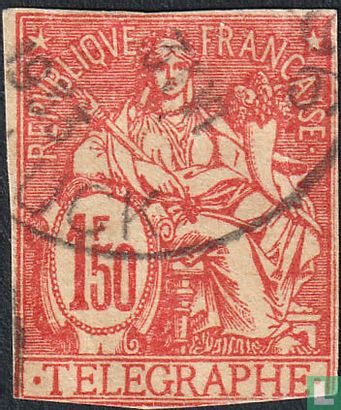 Frankrijk telegraaf postwaardestuk (uitgeknipt) 1f50