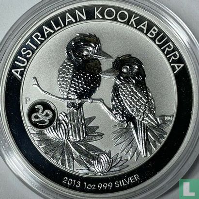 Australie 1 dollar 2013 (non coloré - avec marque privy serpent) "Kookaburra" - Image 1