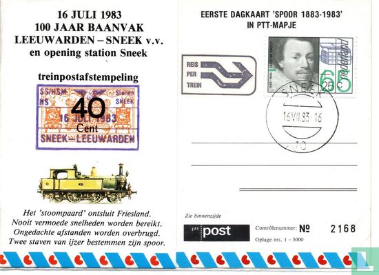 eerste dagkaart spoor 1883-1983 - Afbeelding 1