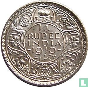 Inde britannique ¼ rupee 1940 (Bombay - type 1) - Image 1