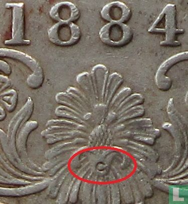 British India 1 rupee 1884 (Calcutta) - Image 3