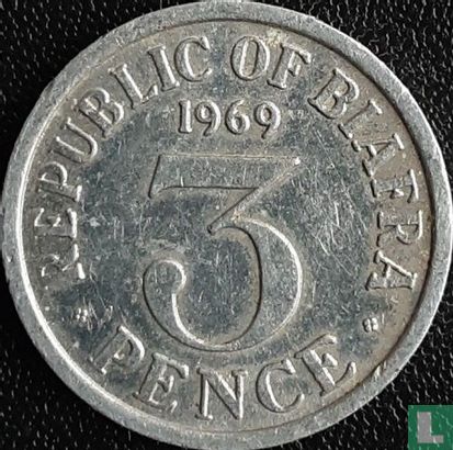 Biafra 3 pence 1969  - Afbeelding 1