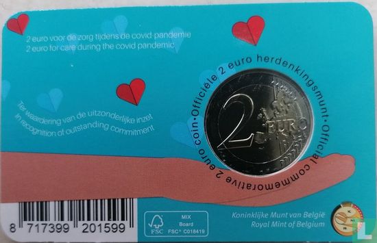 Belgien 2 Euro 2022 (Coincard - FRA) "In recognition of oustanding commitment during the covid pandemic" - Bild 2