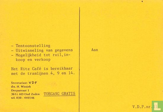 VDP 0011 - ZATERDAG 7 oktober 1989 Ritz Cafe - Afbeelding 2
