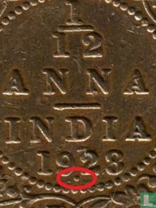 British India 1/12 anna 1928 (Bombay) - Image 3