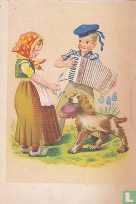 Matroos met accordeon en boerinnetje en hond met geldbeurs - Afbeelding 1