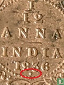 Brits-Indië 1/12 anna 1936 (Bombay) - Afbeelding 3