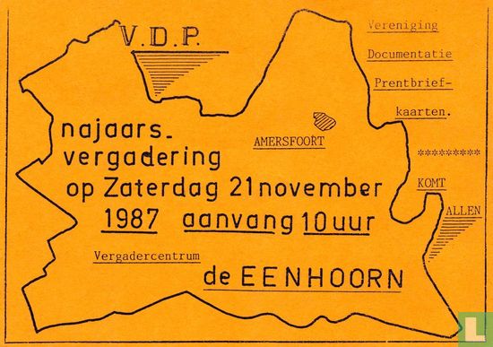 VDP 0007 - najaarsvergadering op Zaterdag 21 november 1987 - Afbeelding 1