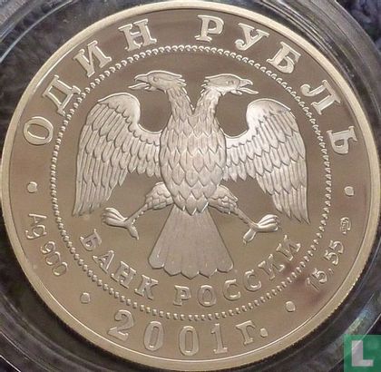 Russia 1 ruble 2001 (PROOF) "Altai mountain ram" - Image 1