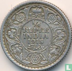 Inde britannique ¼ rupee 1918 - Image 1