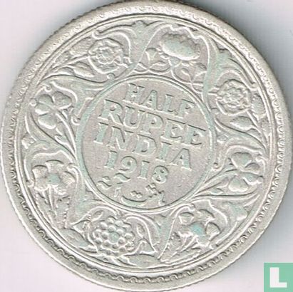 Brits-Indië ½ rupee 1918 - Afbeelding 1