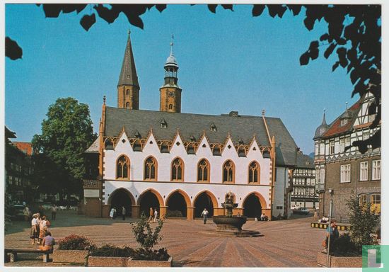 Goslar Rathaus und Marktkirche Lower Saxony Germany Postcard - Afbeelding 1