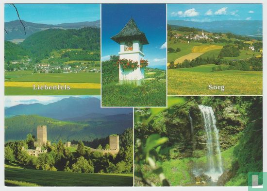 Liebenfels - Steiner Kreuz - Sörg - Wasserfall - Waterfall - Veit an der Glan - Carinthia Kärnten - Multiview Postcard - Afbeelding 1