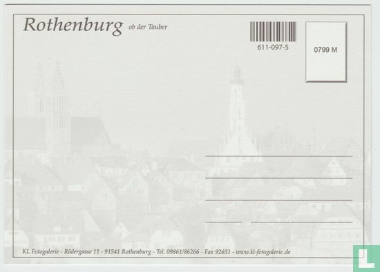 Rothenburg ob der Tauber Bavaria Germany Postcard - Bild 2