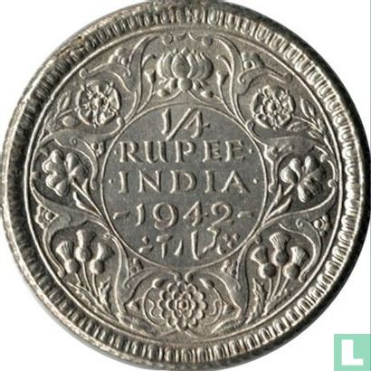 Inde britannique ¼ rupee 1942 - Image 1