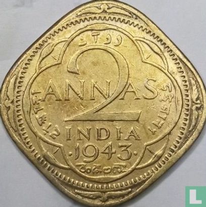 Brits-Indië 2 annas 1943 - Afbeelding 1