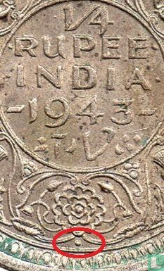 British India ¼ rupee 1943 (Bombay) - Image 3
