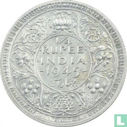 Inde britannique ¼ rupee 1945 (Lahore - type 2) - Image 1