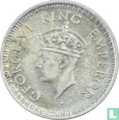 Inde britannique ¼ rupee 1945 (Lahore - type 2) - Image 2