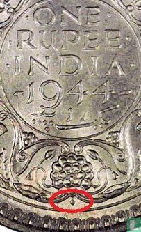 Brits-Indië 1 rupee 1944 (Bombay) - Afbeelding 3