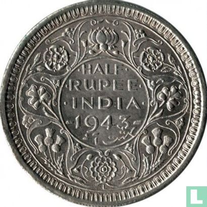 Inde britannique ½ rupee 1943 (Lahore) - Image 1