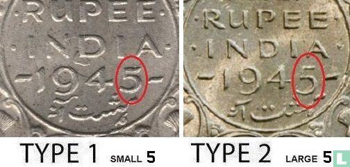 British India 1 rupee 1945 (Lahore - type 1) - Image 3