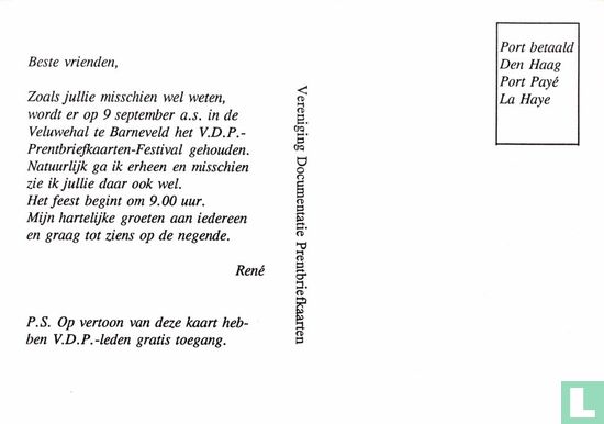 VDP 0039 - Uitnodiging VDP Prentbriefkaarten Festival 9 september 1995 - Bild 2