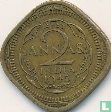 British India 2 annas 1945 (Calcutta) - Image 1
