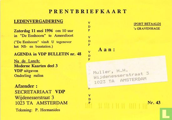 VDP 0043 - Uitnodiging VDP ledenvergadering 11 mei 1996 - Bild 2