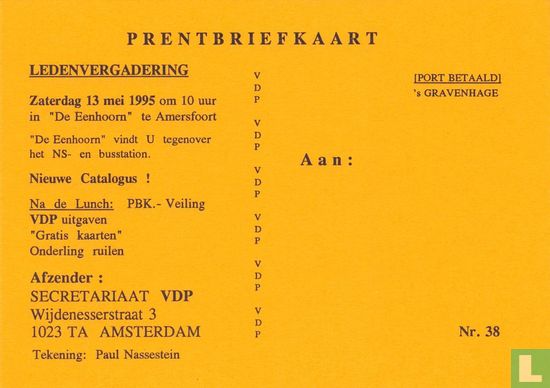 VDP 0038 - Uitnodiging ledenvergadering 13 mei 1995 - Afbeelding 2