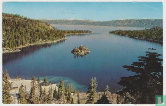 Lake Tahoe Emerald Bay Sierra Nevada Mountains on The Border of California and Nevada United States 1967 Postcard - Afbeelding 1
