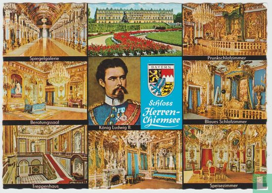 Schloss Herrenchiemsee Bayern Deutschland 1970 Ansichtskarten - Castle Bavaria Germany postcard - Afbeelding 1