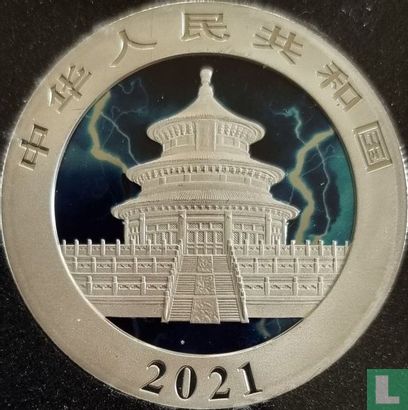 China 10 yuan 2021 (gekleurd - bliksemschicht) "Panda" - Afbeelding 1
