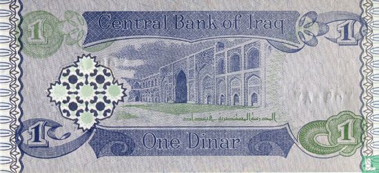 Irak 1 Dinar 1992 , avec UV 1 - Image 2