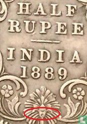 Brits-Indië ½ rupee 1889 (Calcutta) - Afbeelding 3