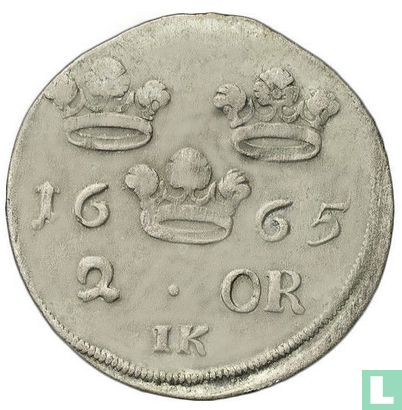 Suède 2 öre 1665 (IK) - Image 1