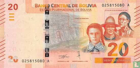 Bolivien 20 Bolivianos - Bild 1