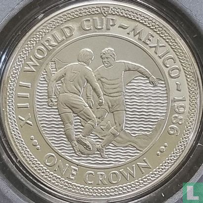 Île de Man 1 crown 1986 (BE - cuivre-nickel argenté) "Football World Cup in Mexico - 2 players dribbling" - Image 2