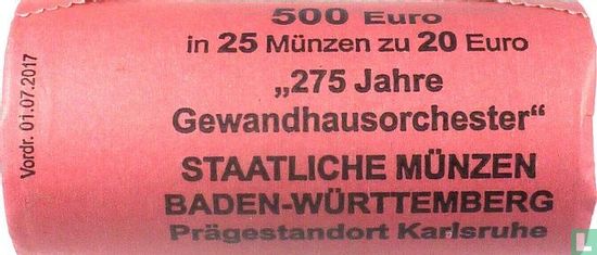 Duitsland 20 euro 2018 (blinde rol) "275 years Gewandhaus Orchestra" - Afbeelding 3