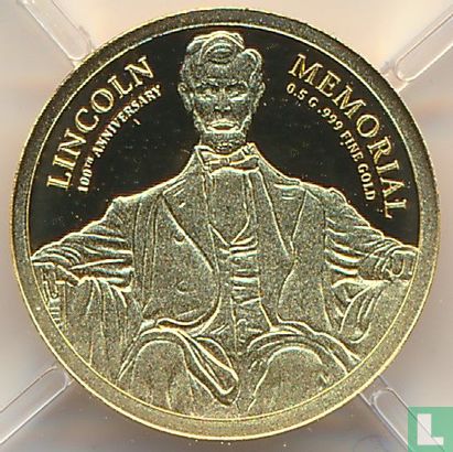 Fiji 5 dollars 2022 (PROOF) "100th anniversary Lincoln Memorial" - Image 2
