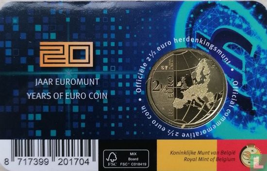 België 2½ euro 2022 (coincard - FRA) "20 years of euro cash" - Afbeelding 2