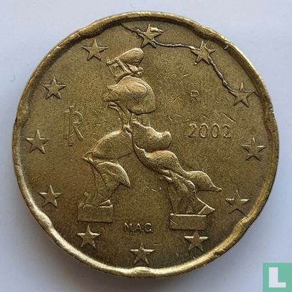 Italy 20 cent 2002 (misstrike) - Image 1