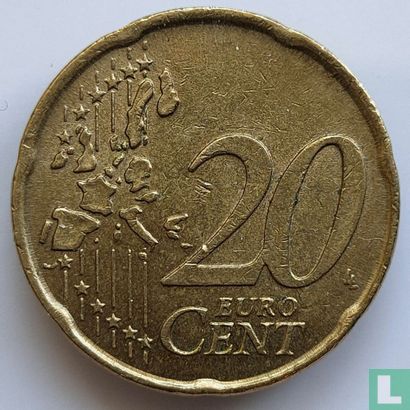 Italy 20 cent 2002 (misstrike) - Image 2