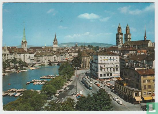 Fraumünster St Peterskirche und Grossmünster Zürich Schweiz 1975 Ansichtskarten, Church Zurich Switzerland Postcard - Image 1