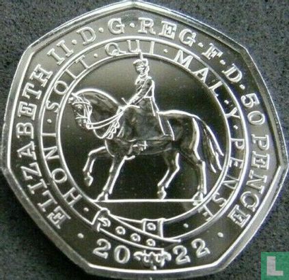 Vereinigtes Königreich 50 Pence 2022 "70th anniversary Accession of Queen Elizabeth II - Queen on horse" - Bild 1