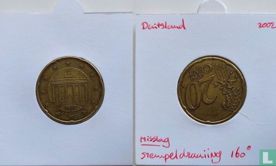 Germany 20 cent 2002 (J - misstrike) - Image 3