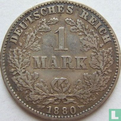 Duitse Rijk 1 mark 1880 (J) - Afbeelding 1