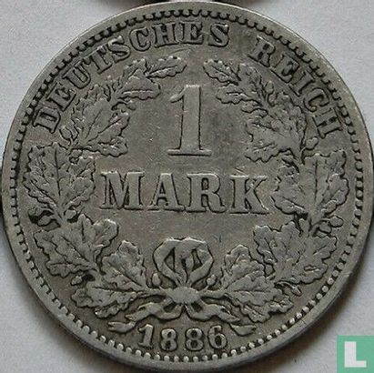 Empire allemand 1 mark 1886 (G) - Image 1