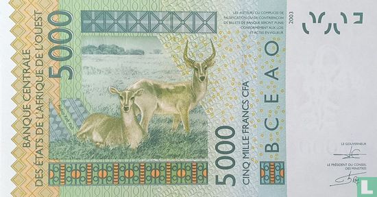 États d'Afrique de l'Ouest 5000 Francs K - Image 2