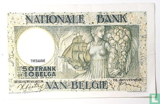 België 50 Frank / 10 Belga 1938 - Afbeelding 1